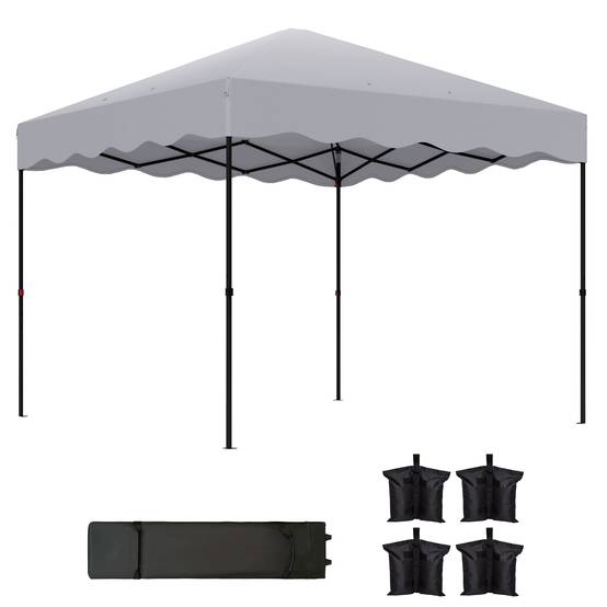 Tonnelle pliante pop-up polyester jardin réception anti-UV imperméable 3x3m gris clair - ComfortXL Outdoor Living - Image 1