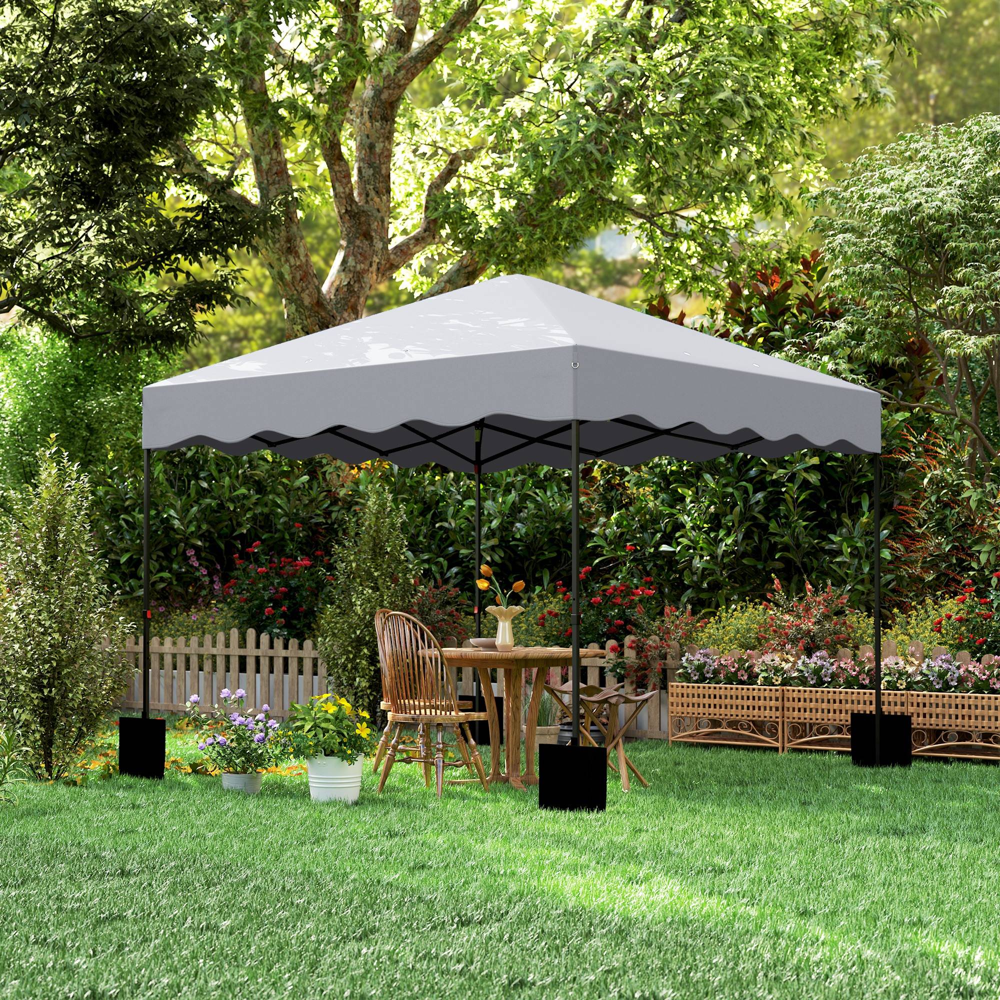 Tonnelle pliante pop-up polyester jardin réception anti-UV imperméable 3x3m gris clair - ComfortXL Outdoor Living - Image 2