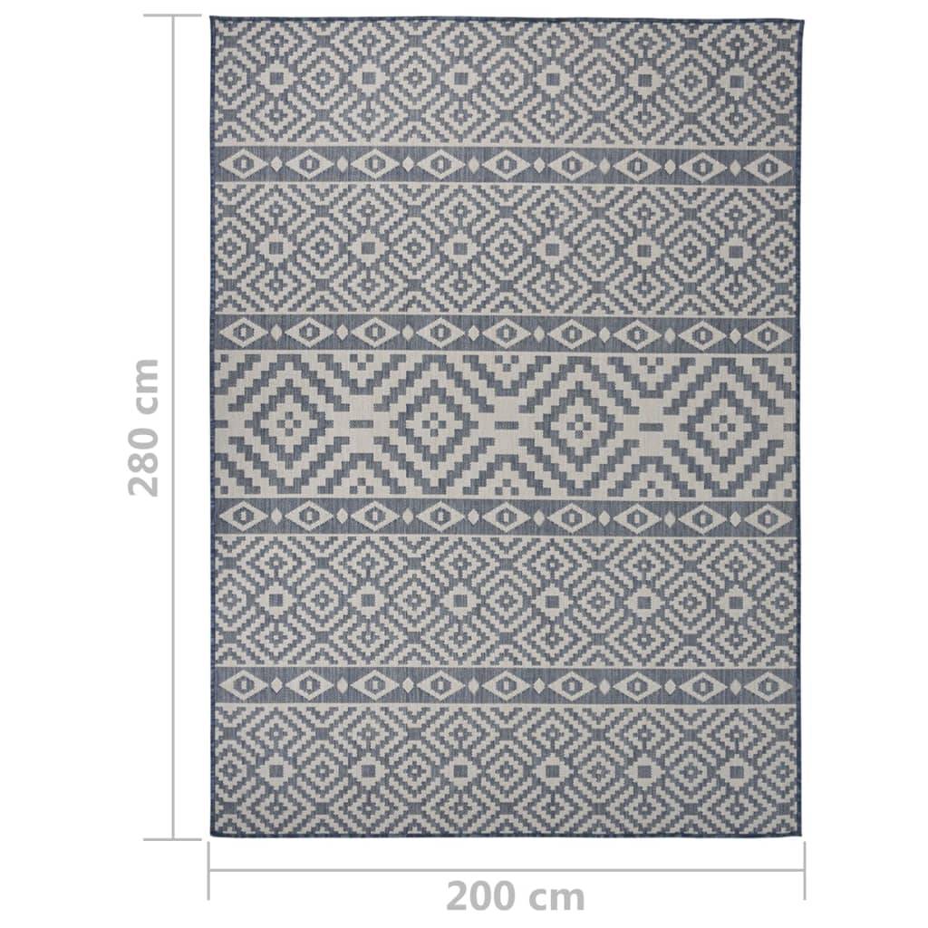 Très Grand Tapis Extérieur Rayé Tissage Plat en Polypropylène pour Patio Bleu 200x280 cm – ComfortXL Outdoor Living - Image 6