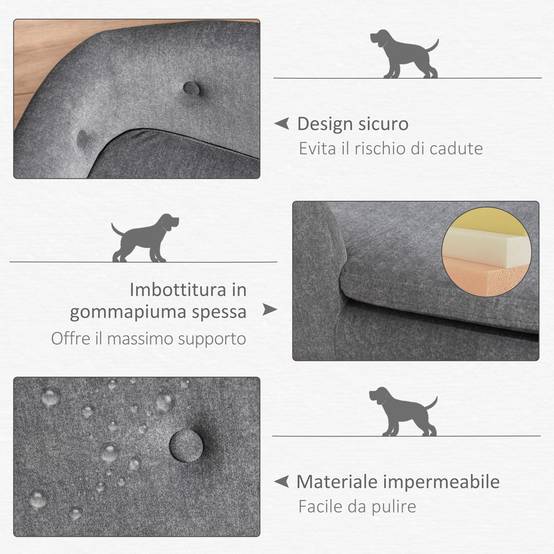 Lit pour chien bois de pin intérieur dossier peluche 70cm gris - ComfortXL Outdoor Living - Image 8