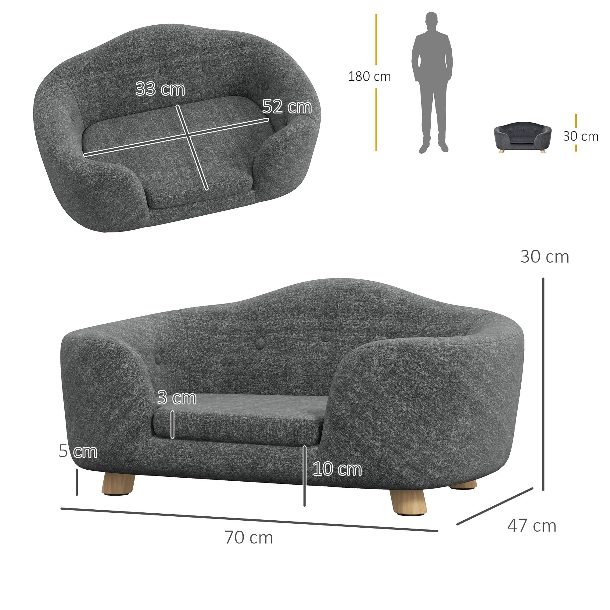 Lit pour chien bois de pin intérieur dossier peluche 70cm gris - ComfortXL Outdoor Living - Image 5