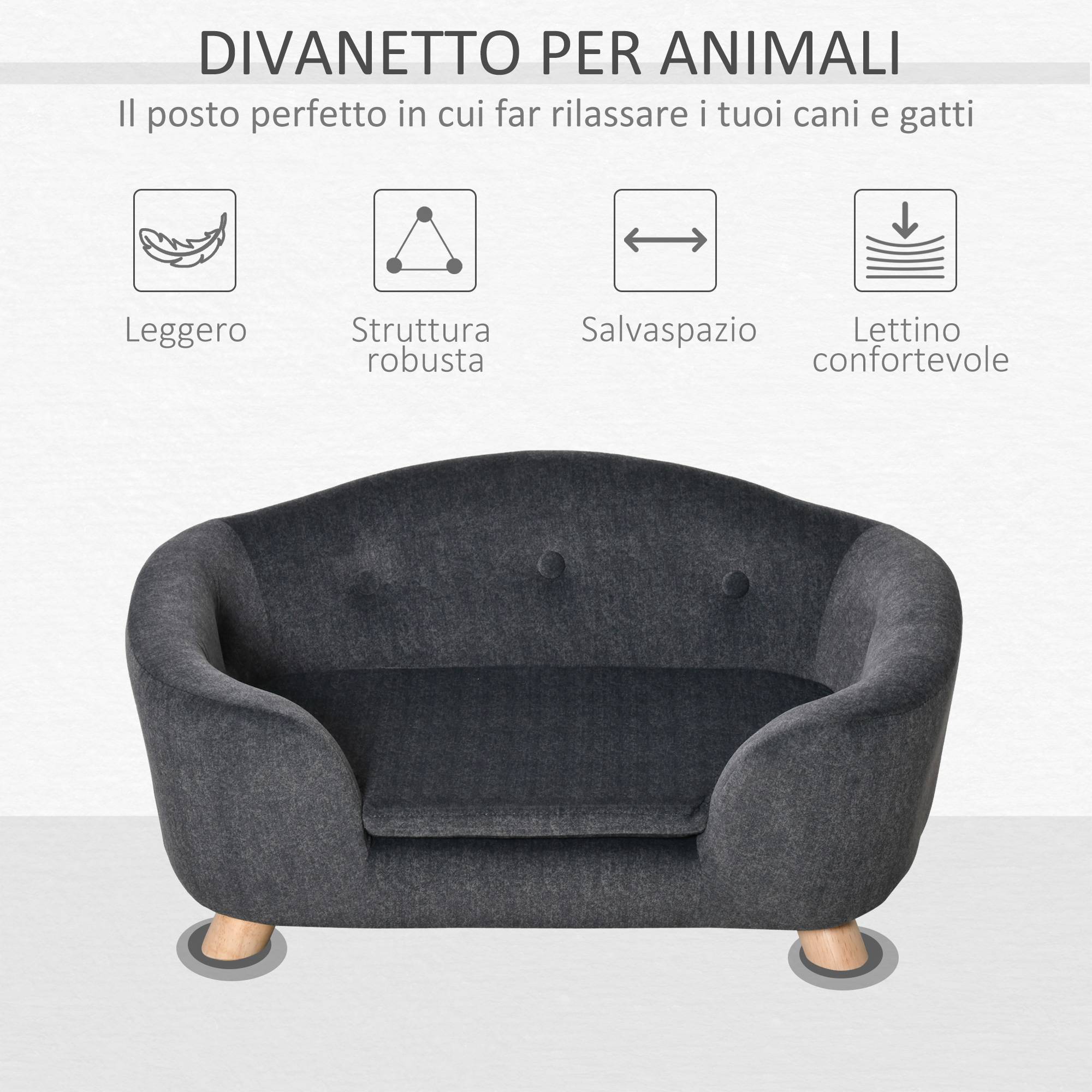 Lit pour chien bois de pin intérieur dossier peluche 70cm gris - ComfortXL Outdoor Living - Image 9