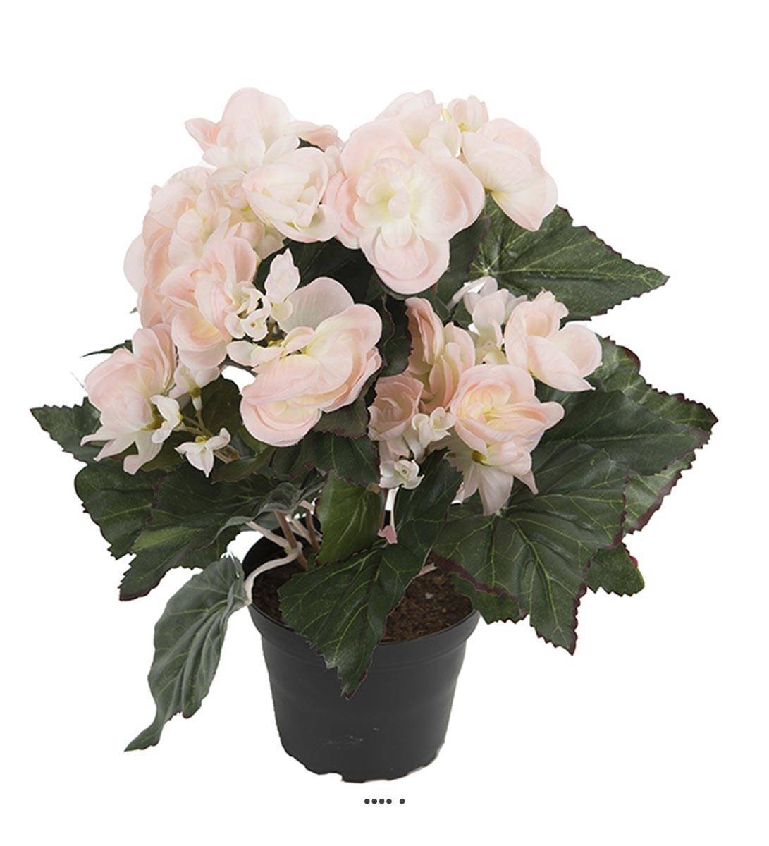 Artificielles - Begonia artificiel en pot H 28 cm superbe qualité Rose pâle - couleur: Rose pâle - Imagen 1