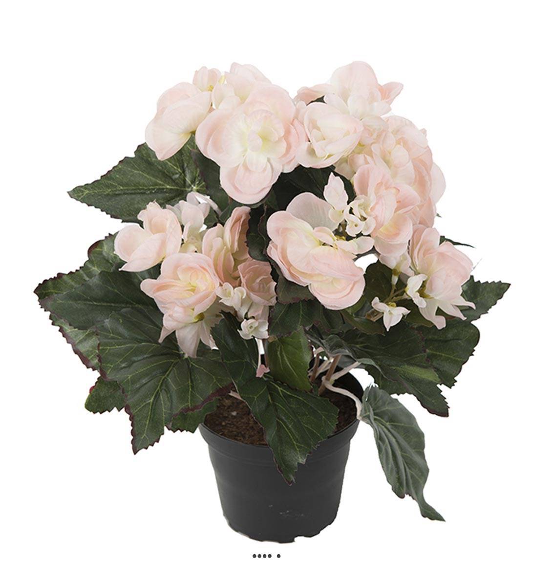 Artificielles - Begonia artificiel en pot H 28 cm superbe qualité Rose pâle - couleur: Rose pâle - Imagen 2
