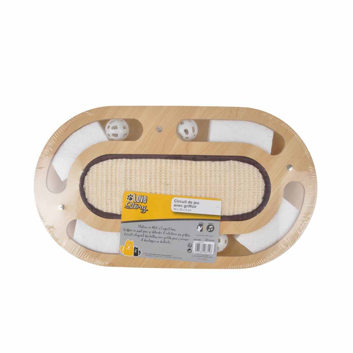 Jeu Interactif pour Chat "Griffoir & Tunnel" 45cm Naturel - Image 2