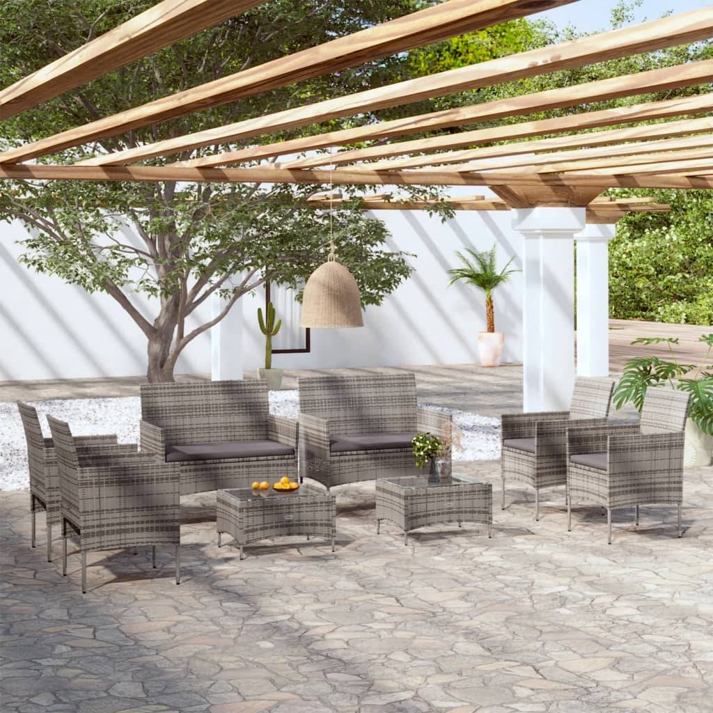 Vidaxl - Salon de jardin 8 pcs avec coussins résine tressée gris vidaXL 3095959 - Imagen 1