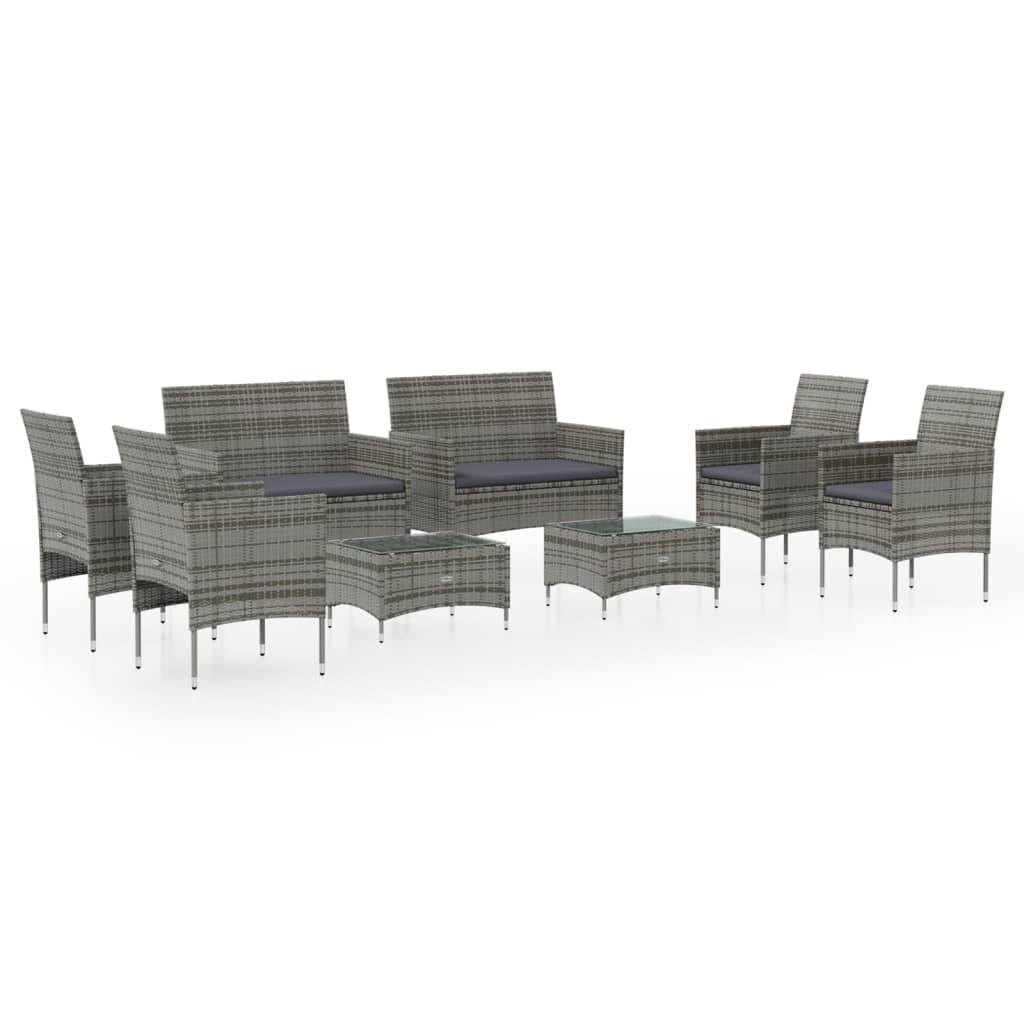 Vidaxl - Salon de jardin 8 pcs avec coussins résine tressée gris vidaXL 3095959 - Imagen 2