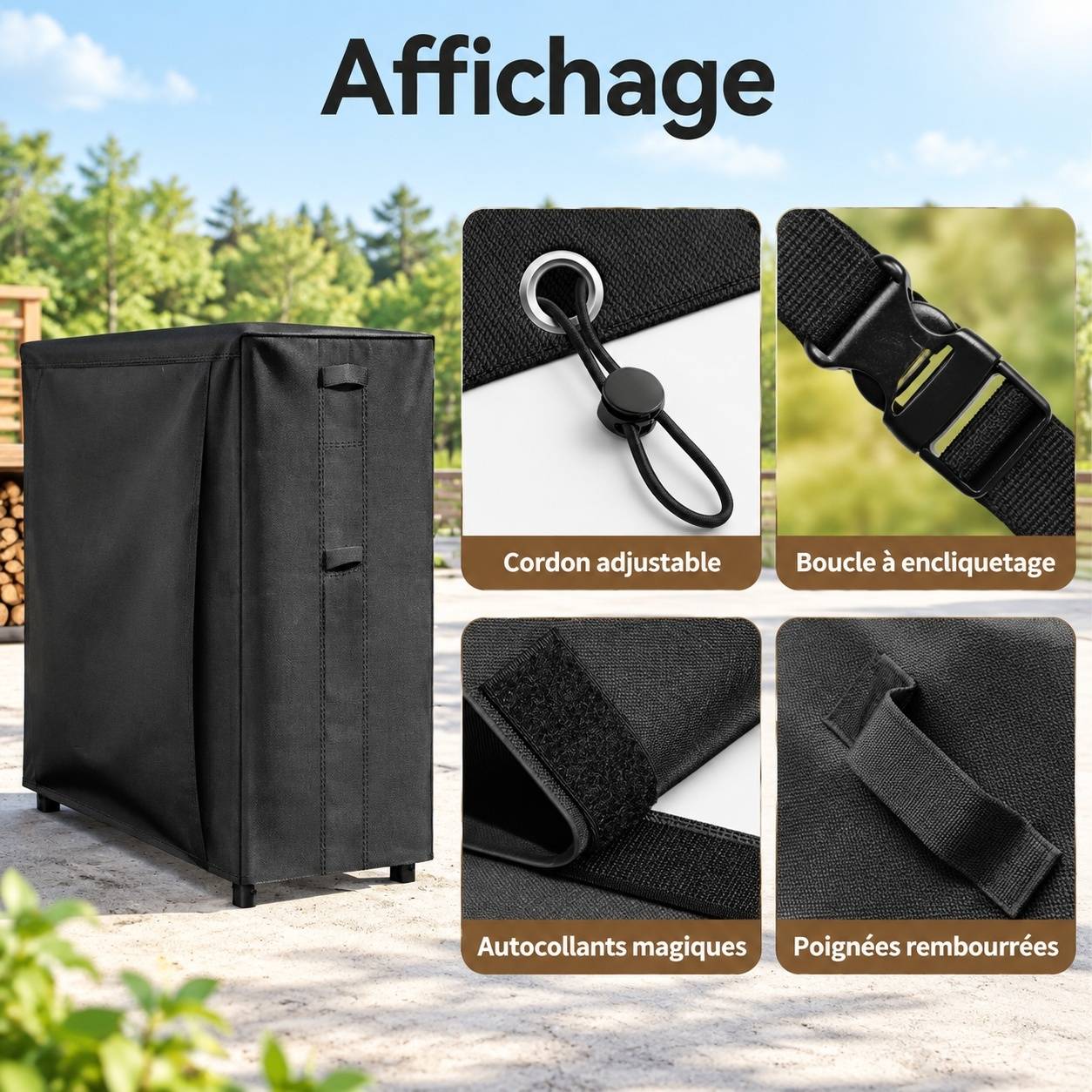 Housse de Rangement pour Bûches Imperméable Oxford 600D Résistante aux Intempéries - Image 7