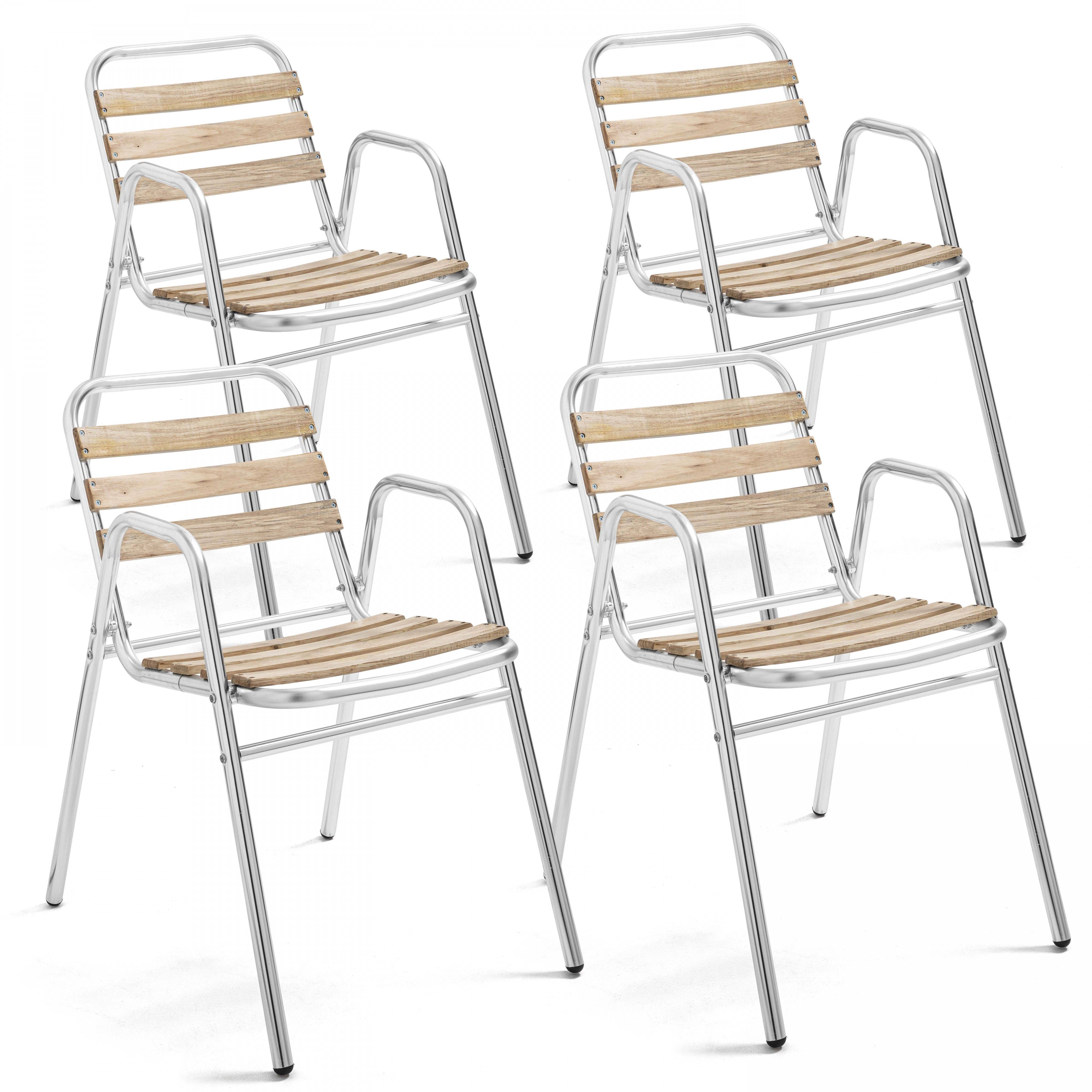 Oviala - Lot de 4 fauteuils de jardin aluminium gris Times Square - Oviala - Imagen 1