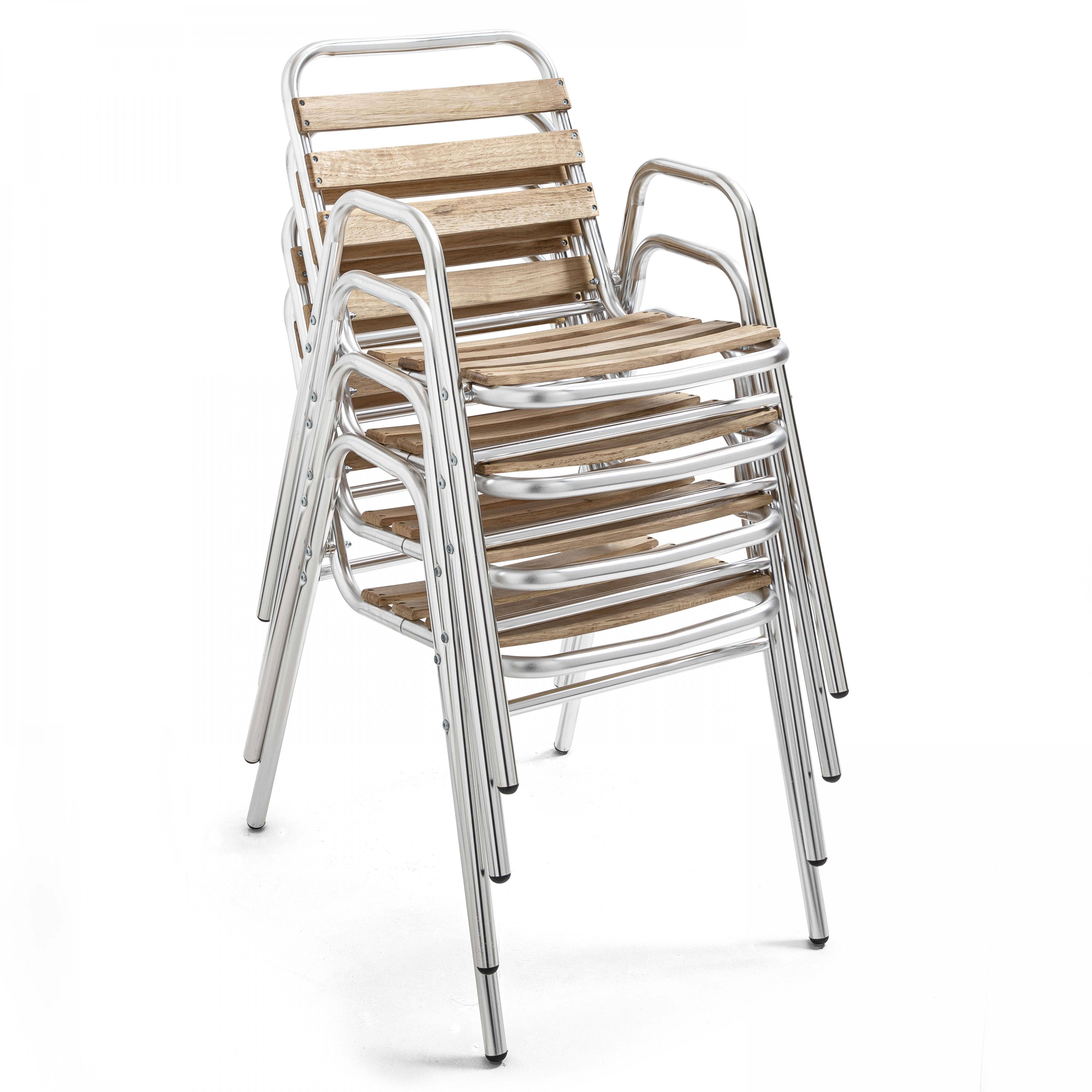 Oviala - Lot de 4 fauteuils de jardin aluminium gris Times Square - Oviala - Imagen 5