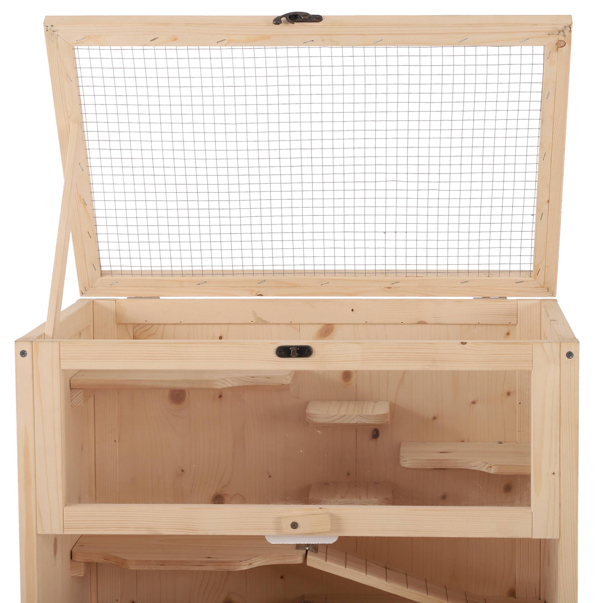 Pawhut - Cage pour hamsters souris petits rongeurs multi-niveaux 5 étages 10 plateformes bois de pin 60 x 40 x 120 cm - Imagen 6