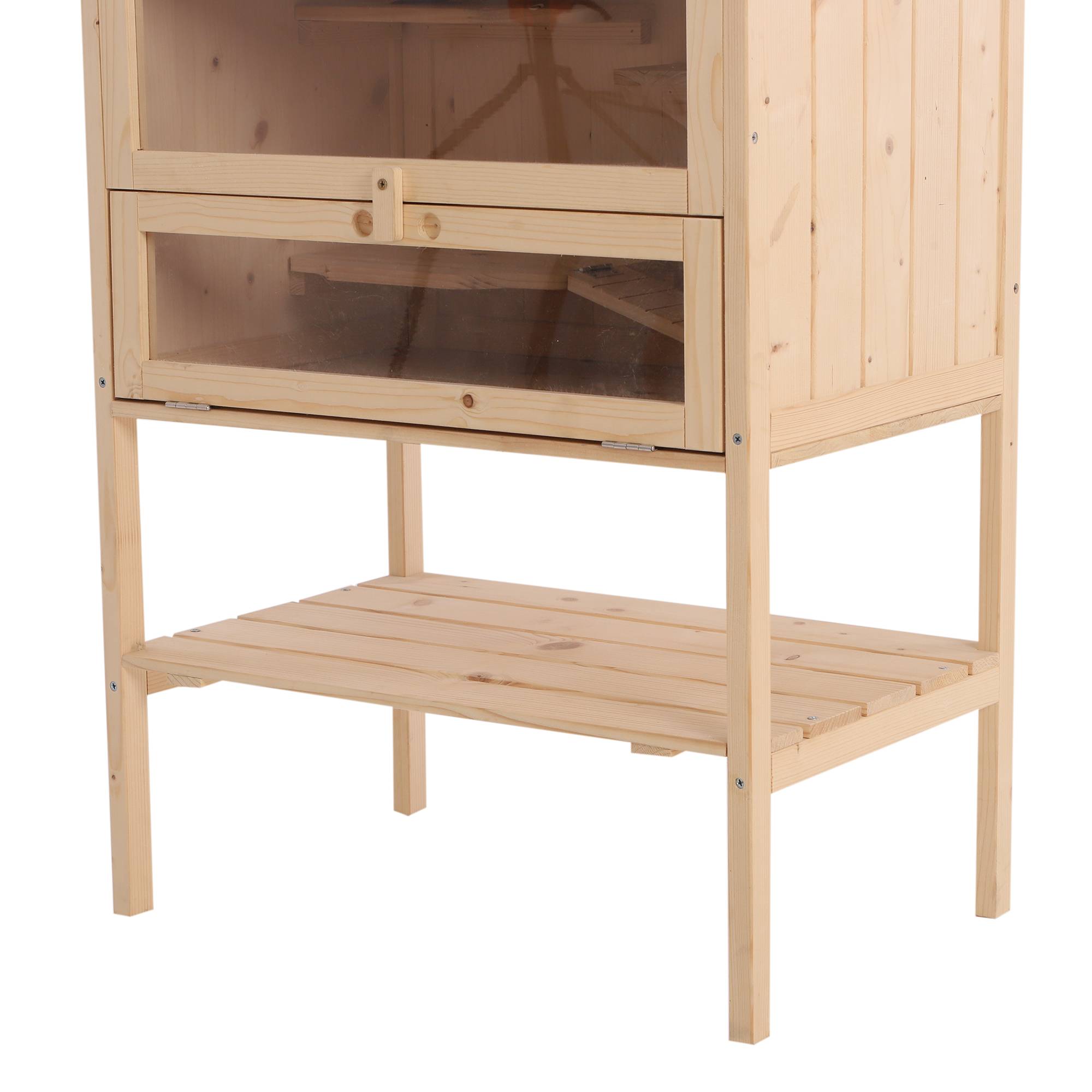 Pawhut - Cage pour hamsters souris petits rongeurs multi-niveaux 5 étages 10 plateformes bois de pin 60 x 40 x 120 cm - Imagen 7