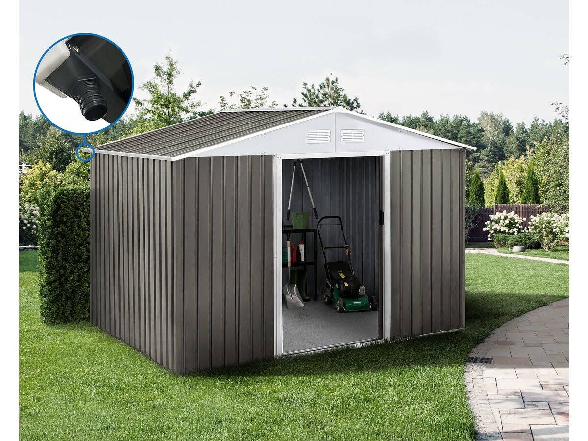 Habitat Et Jardin - Abri Jardin Métal "dallas" - 8.84m² Avec Gouttière - Taupe -habitat Et Jardin - Imagen 2