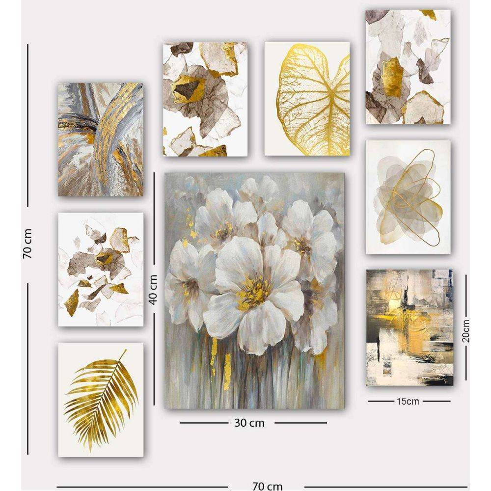 Hanah Home - Tableau 9 parties Flowers 70 x 70 cm - Imagen 3