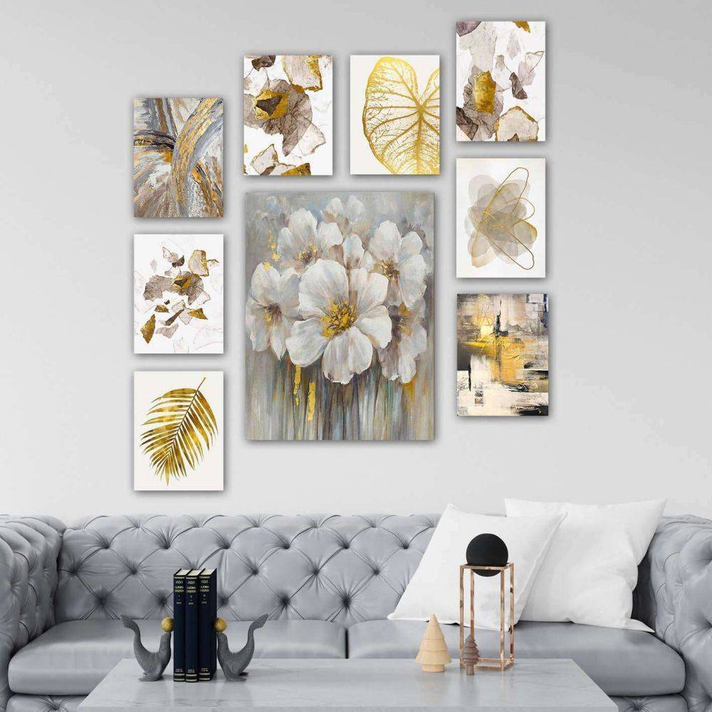 Hanah Home - Tableau 9 parties Flowers 70 x 70 cm - Imagen 2