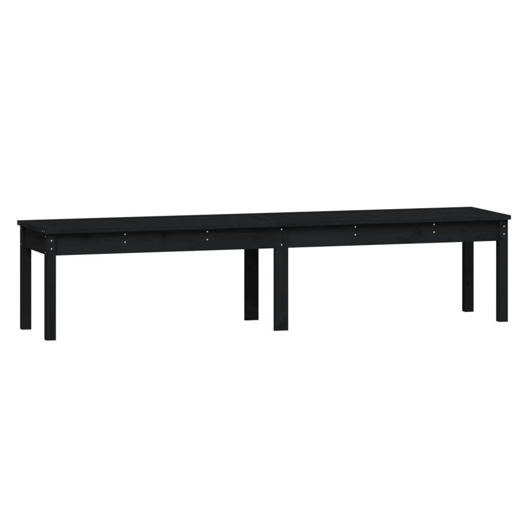Maison Chic - Banc de jardin - Banc d'extérieur - Banquette à 2 places noir 203,5x44x45cm bois massif de pin - Imagen 1