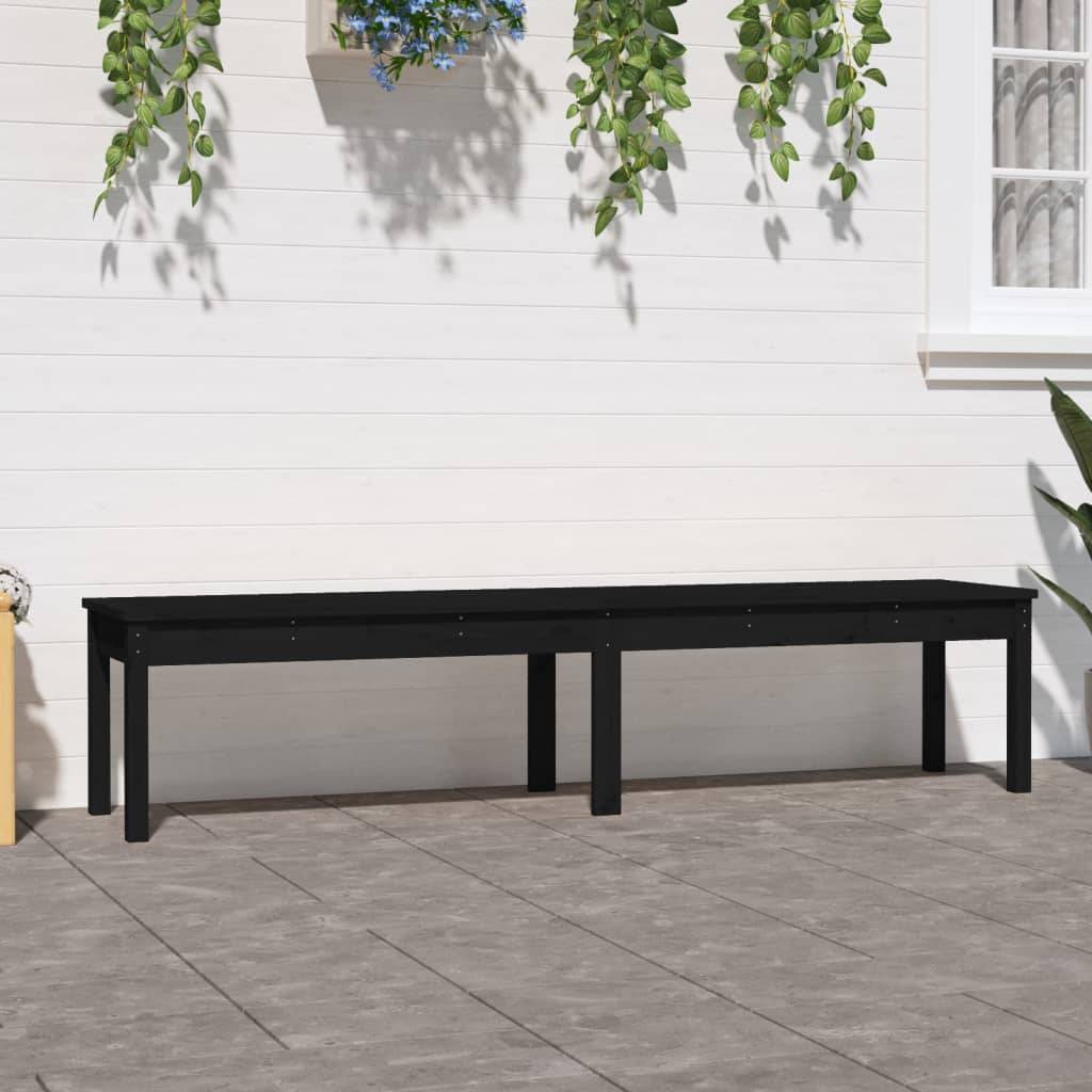 Maison Chic - Banc de jardin - Banc d'extérieur - Banquette à 2 places noir 203,5x44x45cm bois massif de pin - Imagen 2