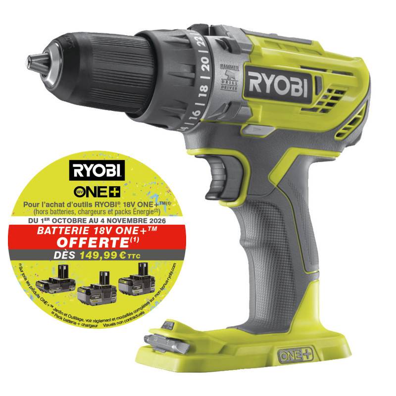 Ryobi - Perceuse à percussion RYOBI 18V One+ sans batterie ni chargeur R18PD3-0 - Image 2
