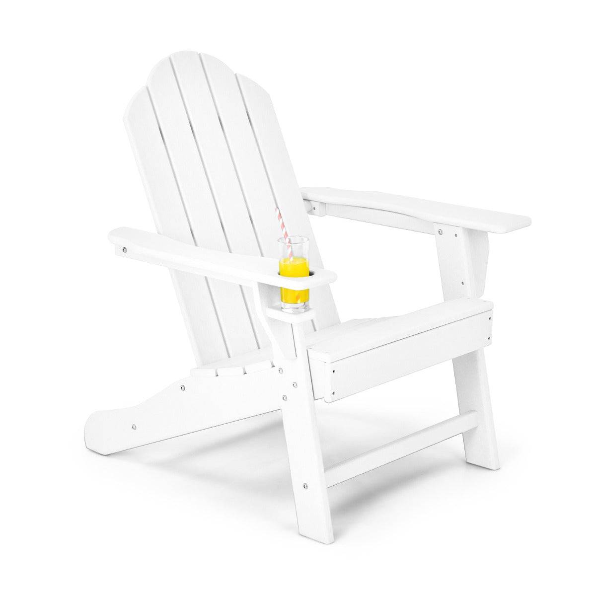 Helloshop26 - Chaise de jardin adirondack en bois polyéthylène avec porte-gobelet inclinaison 103° résistante aux intempéries pour porche - Imagen 1