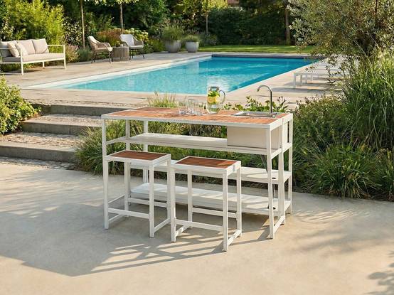 Beliani - Cuisine de jardin Acier Marron/blanc AVETRANA - 159x50x116- Beliani - Image 1