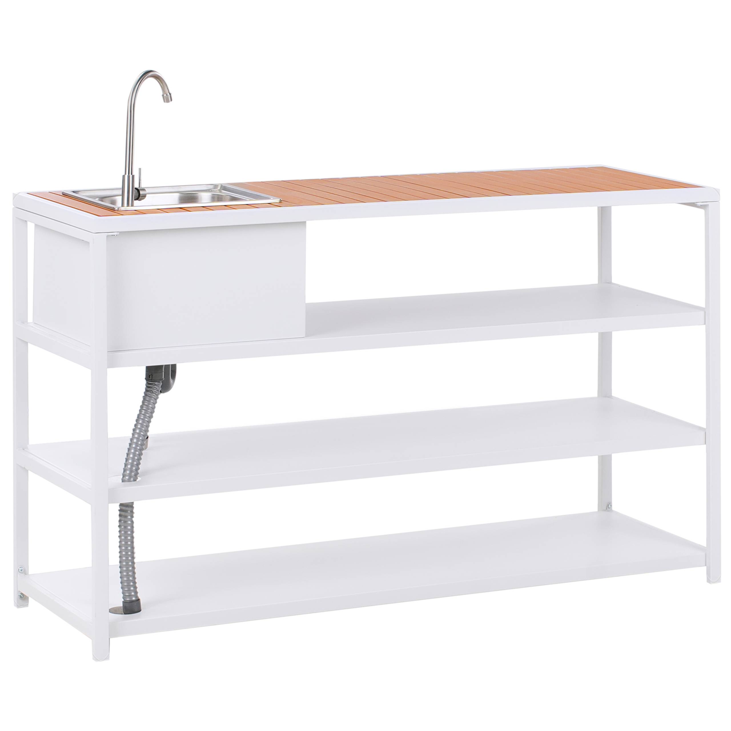 Beliani - Cuisine de jardin Acier Marron/blanc AVETRANA - 159x50x116- Beliani - Image 5