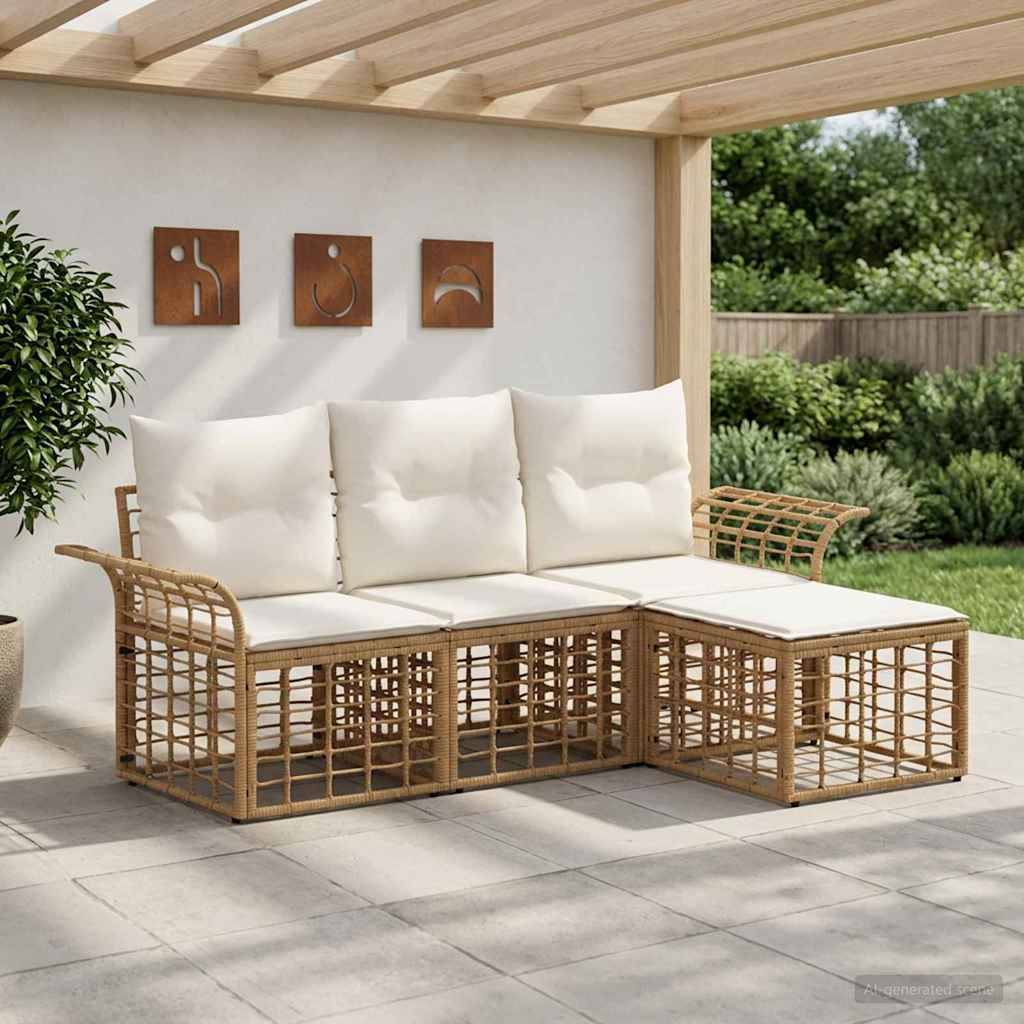 Vidaxl - Ensemble de canapés d'extérieur 4 pcs-Salons de jardin Blanc Naturel et Crème 326870 - Image 1