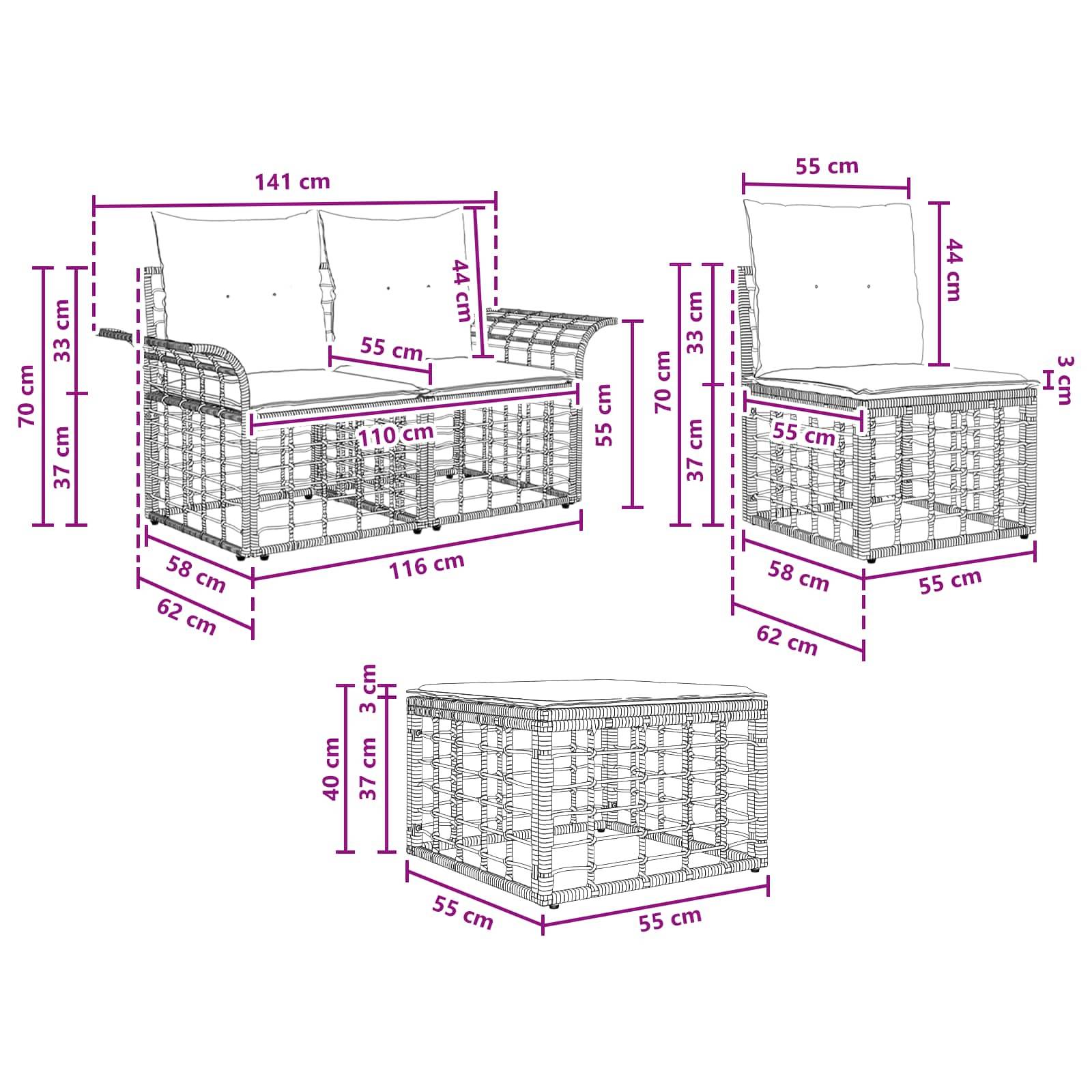 Vidaxl - Ensemble de canapés d'extérieur 4 pcs-Salons de jardin Blanc Naturel et Crème 326870 - Image 8