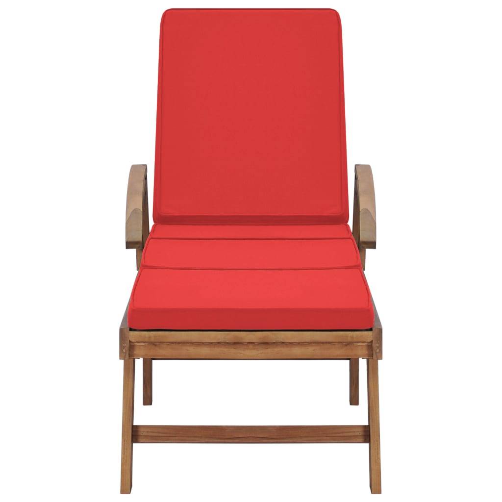Helloshop26 - Lot de 2 transats chaise longue bain de soleil lit de jardin terrasse meuble d'extérieur avec coussins bois de teck solide rouge - Imagen 3