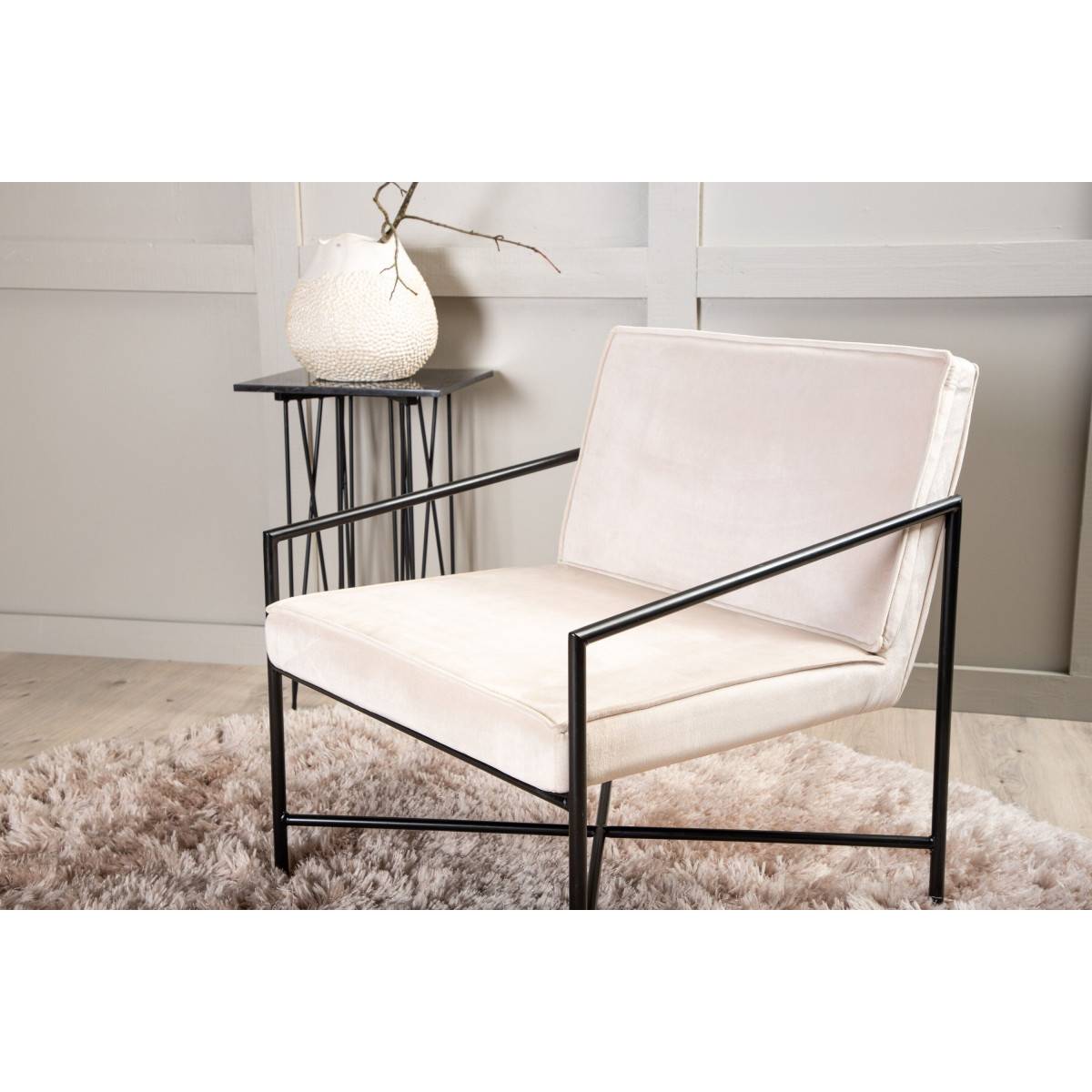 Paris Prix - Fauteuil Design Velours "Rakel" 78cm Beige - Image 8