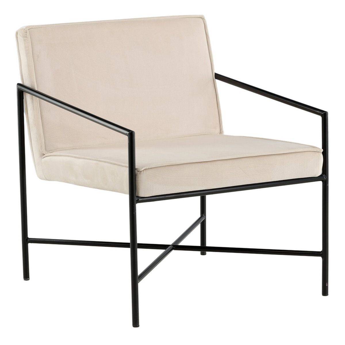 Paris Prix - Fauteuil Design Velours "Rakel" 78cm Beige - Image 1