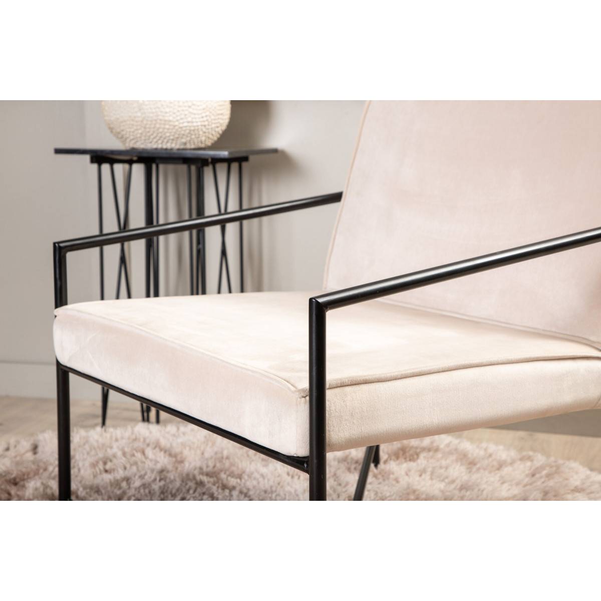 Paris Prix - Fauteuil Design Velours "Rakel" 78cm Beige - Image 9