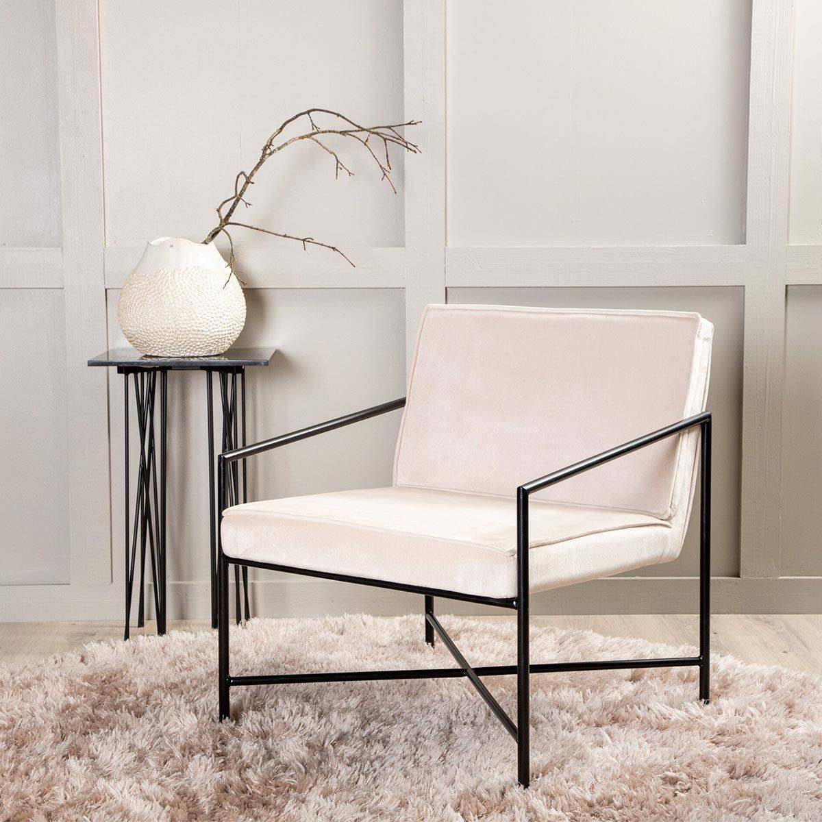 Paris Prix - Fauteuil Design Velours "Rakel" 78cm Beige - Image 7
