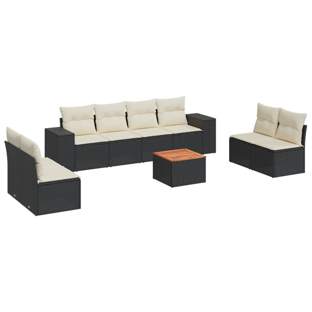 Salon de jardin 8 personnes Résine tressée Modulable avec coussins déhoussables Noir – ComfortXL Outdoor Living - Image 2