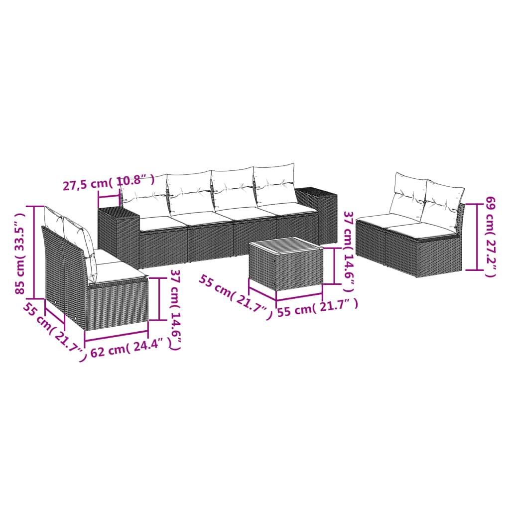 Salon de jardin 8 personnes Résine tressée Modulable avec coussins déhoussables Noir – ComfortXL Outdoor Living - Image 3