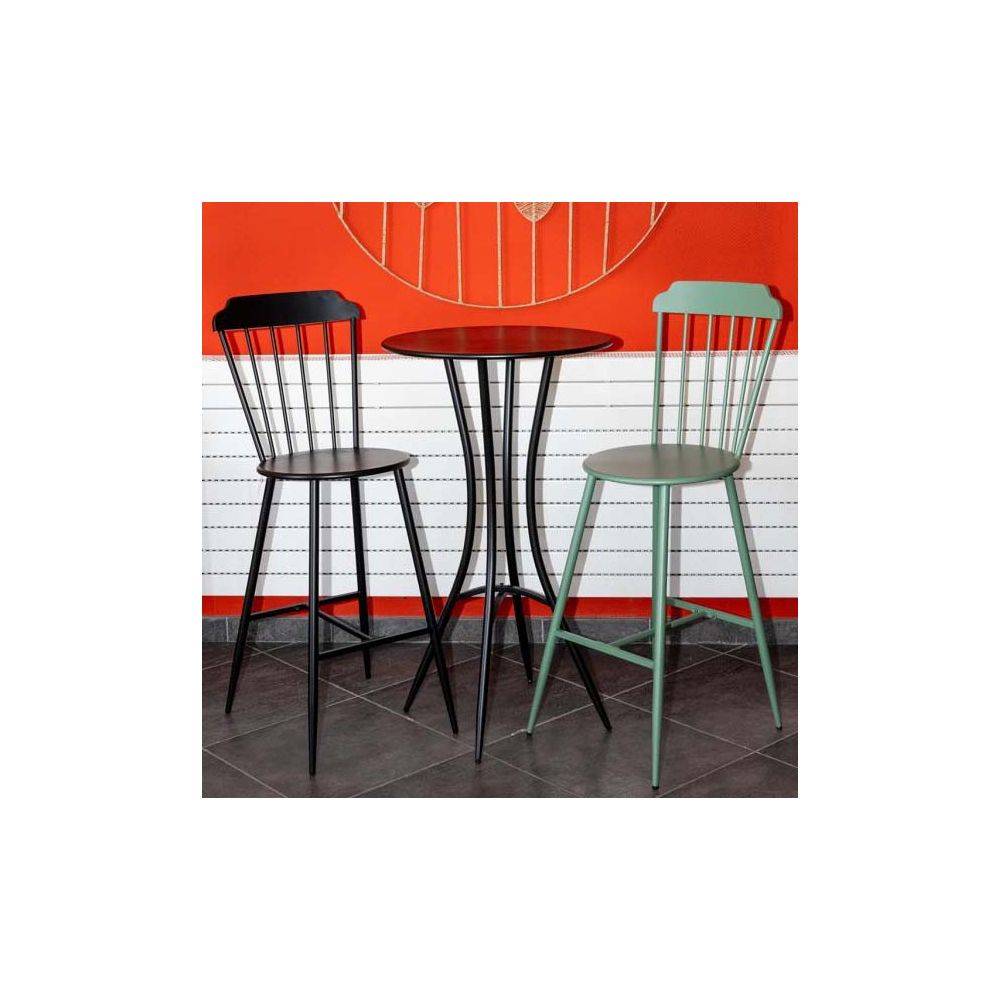 Aubry Gaspard - Chaise bar en métal laqué -Samos (Lot de 2) - Imagen 2
