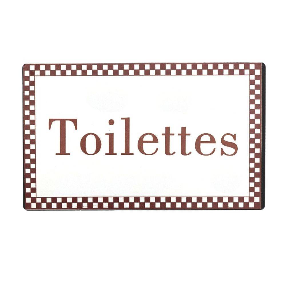 ~ Plaque de porte décorative vintage de toilettes métal blanc marron 15x9cm Chemin de campagne