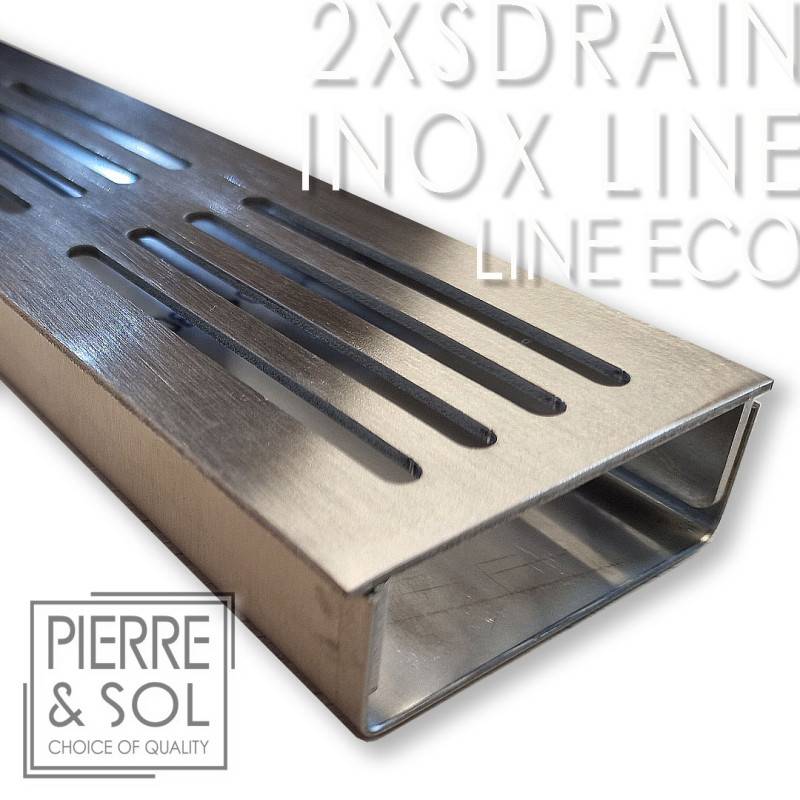 Caniveau Inox Hauteur 2,5 cm - 2XSDRAIN EASY Grille Inox Line - LINE ECO -       Élément d'angle - Image 1