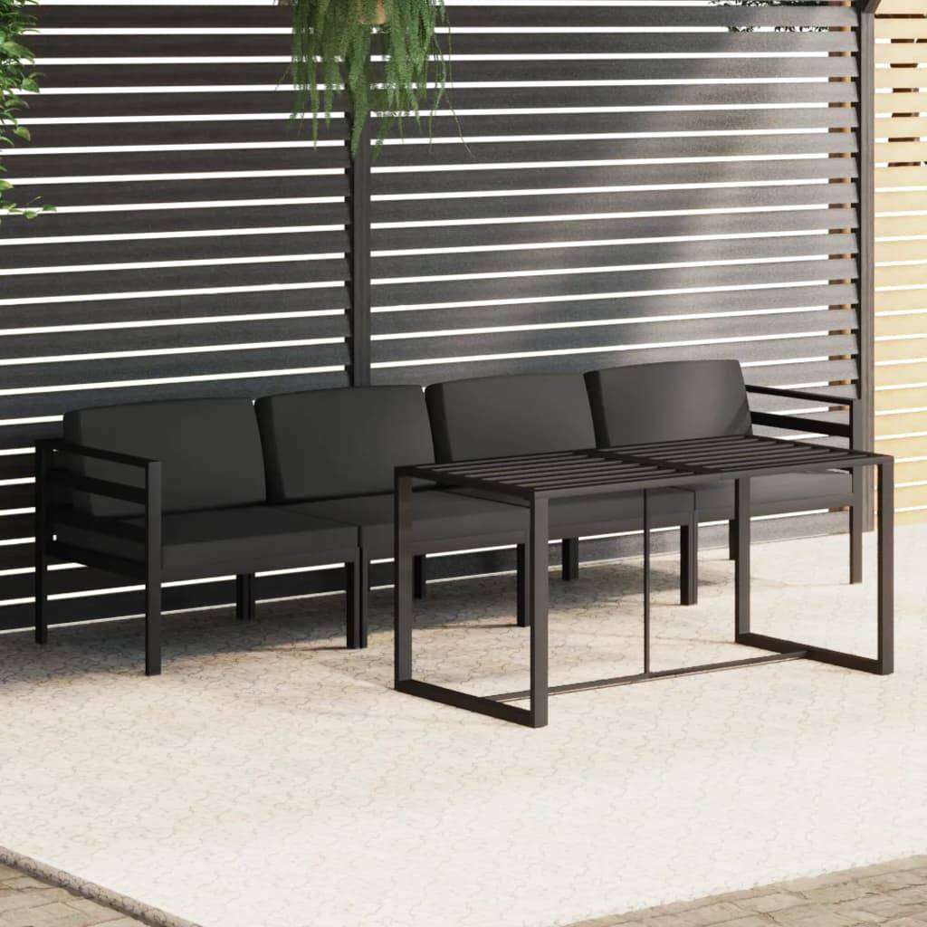 Salon de Jardin 5 Pièces Aluminium avec Table Haute pour Repas Anthracite – ComfortXL Outdoor Living