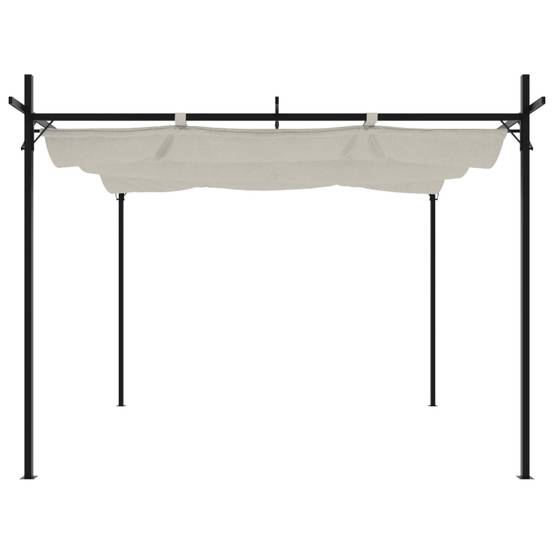 ComfortXL - Pergola Acier Aluminium Jardin Terrasse Toit Rétractable 295x292x230cm Crème - ComfortXL Outdoor Living - Image 3