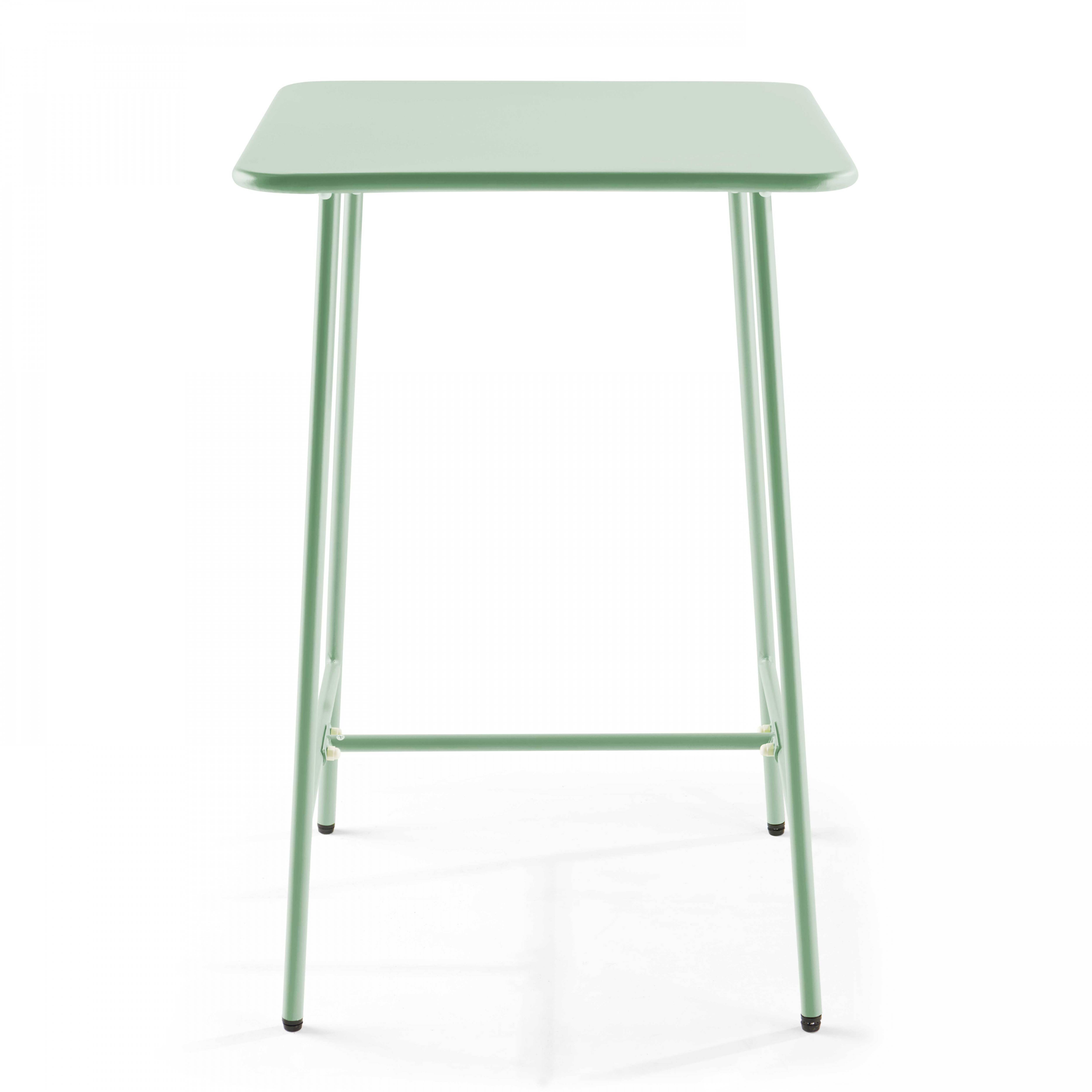 Oviala - Table haute de jardin carrée en acier vert sauge 70cm Palavas - Oviala - Image 1
