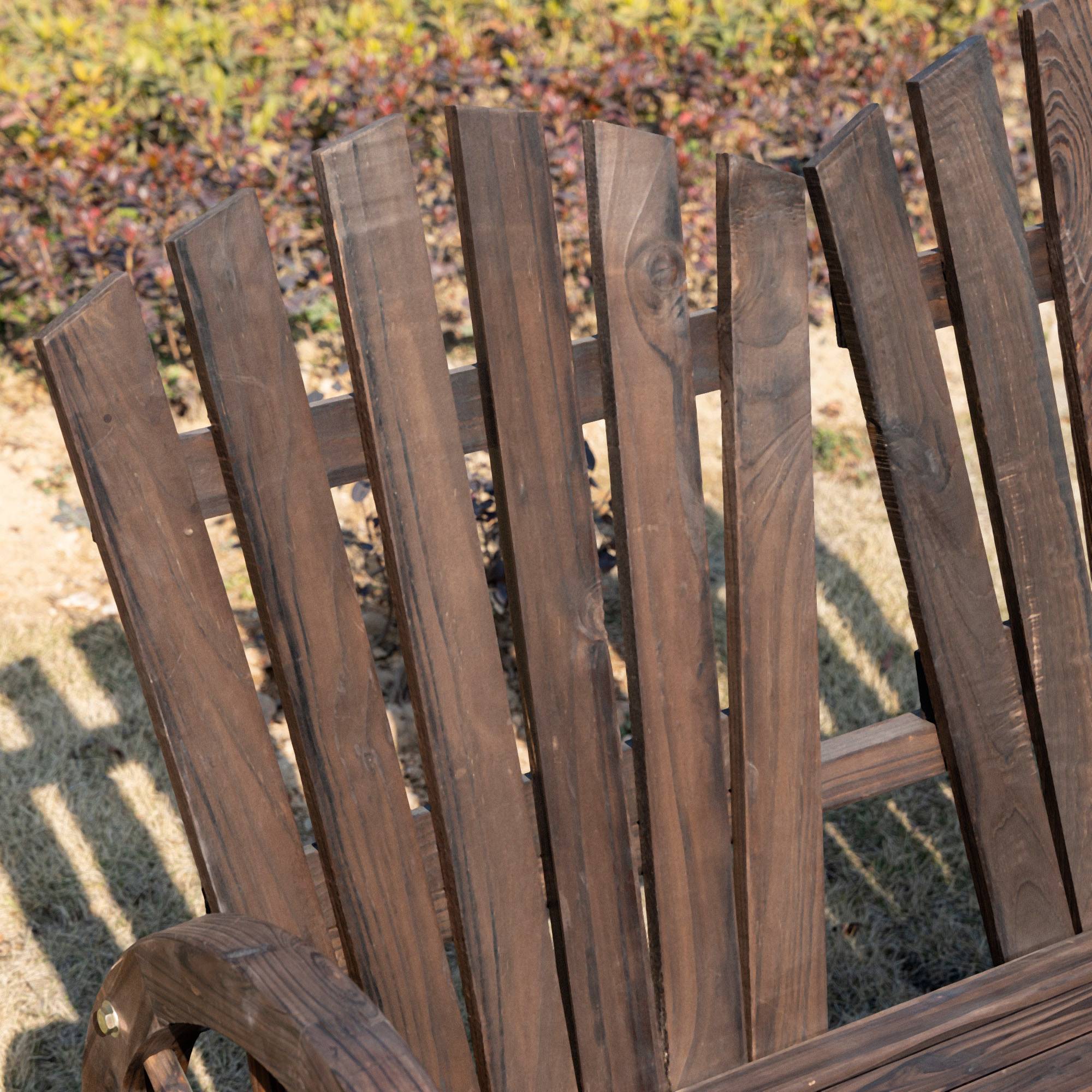 Outsunny - Banc de jardin 2 places Adirondack style rustique chic accoudoirs roues charette bois sapin traité carbonisation - Outsunny - Imagen 5