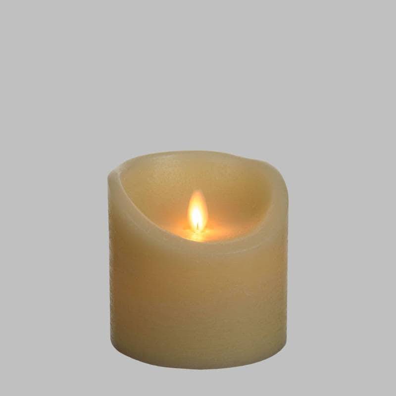 Bougie LED Cylindrique Ø10xH10cm Cire Couleur Ivoire finition rustique Rustic BLANC CHAUD Lotti - Image 3