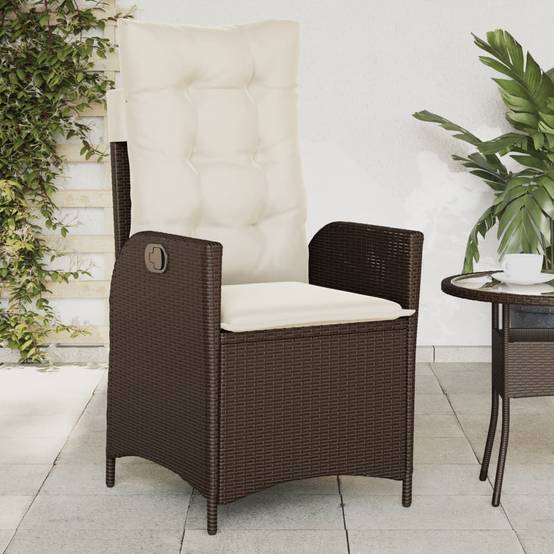 Chaise inclinable de jardin résine tressée marron 57 x 61 x 93 cm, Poids :10.4kg - PANGIVO - Image 1
