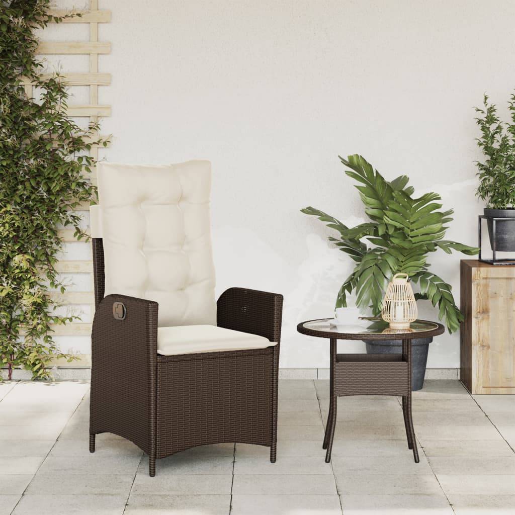 Chaise inclinable de jardin résine tressée marron 57 x 61 x 93 cm, Poids :10.4kg - PANGIVO - Image 3