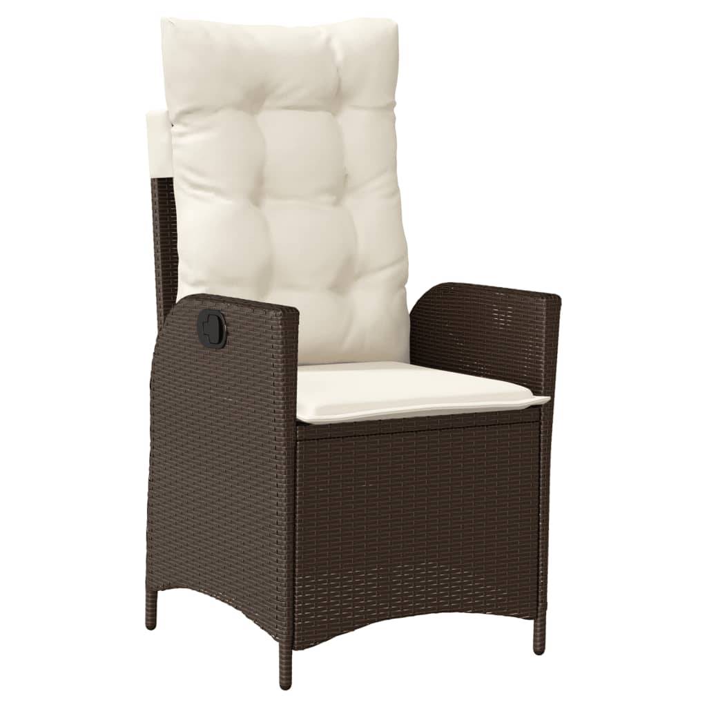 Chaise inclinable de jardin résine tressée marron 57 x 61 x 93 cm, Poids :10.4kg - PANGIVO - Image 2