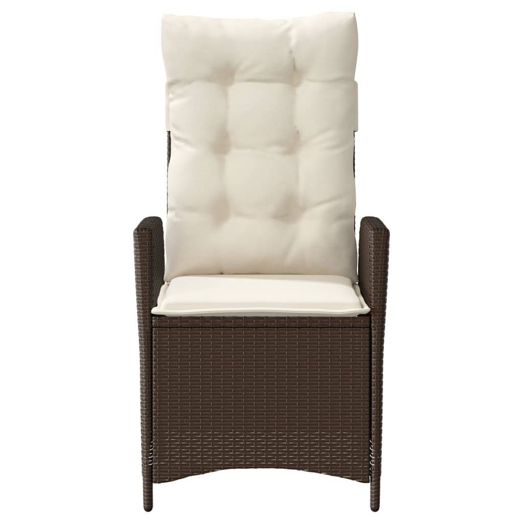 Chaise inclinable de jardin résine tressée marron 57 x 61 x 93 cm, Poids :10.4kg - PANGIVO - Image 4