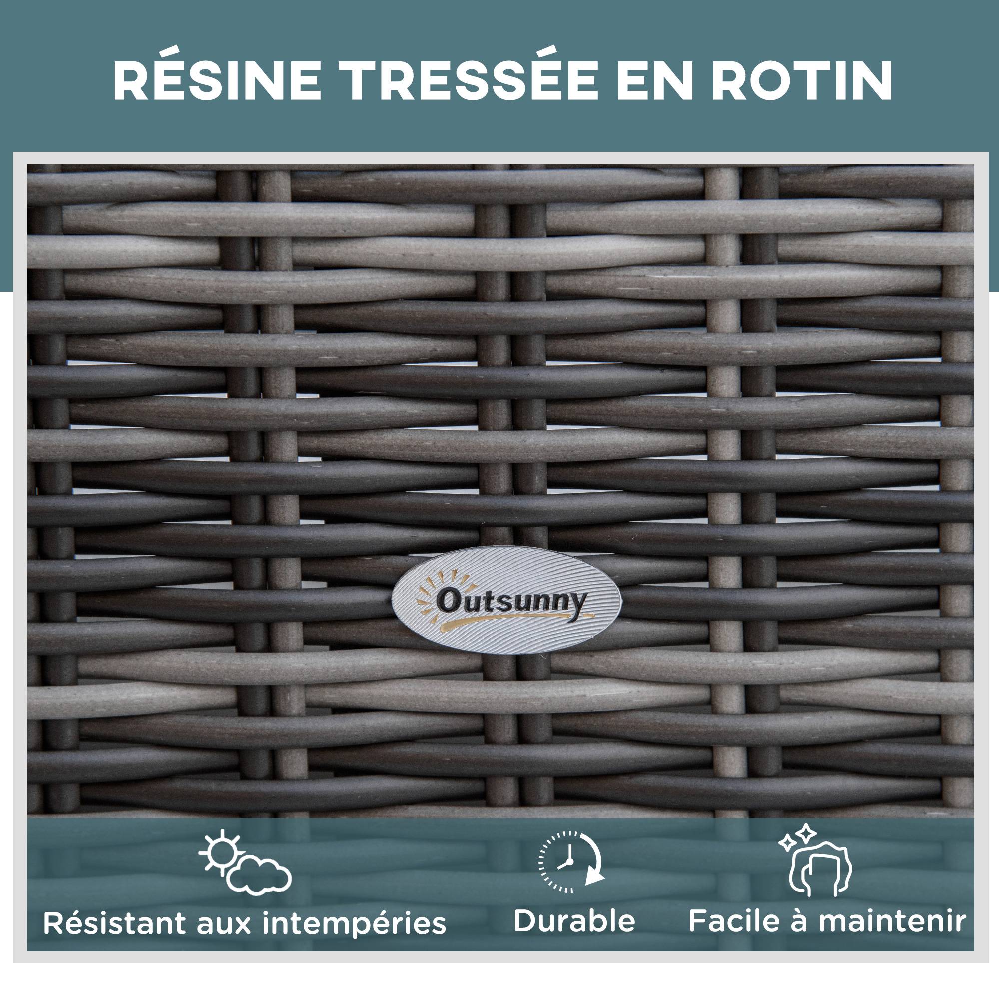 Outsunny - Bain de soleil transat grand confort matelas inclinaison réglable multipositions résine tressée grise - Outsunny - Imagen 4