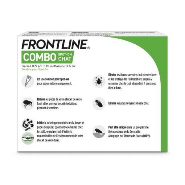 Frontline - FRONTLINE Combo Chats et Furets - 3 pipettes - Puces tiques et poux - Image 2