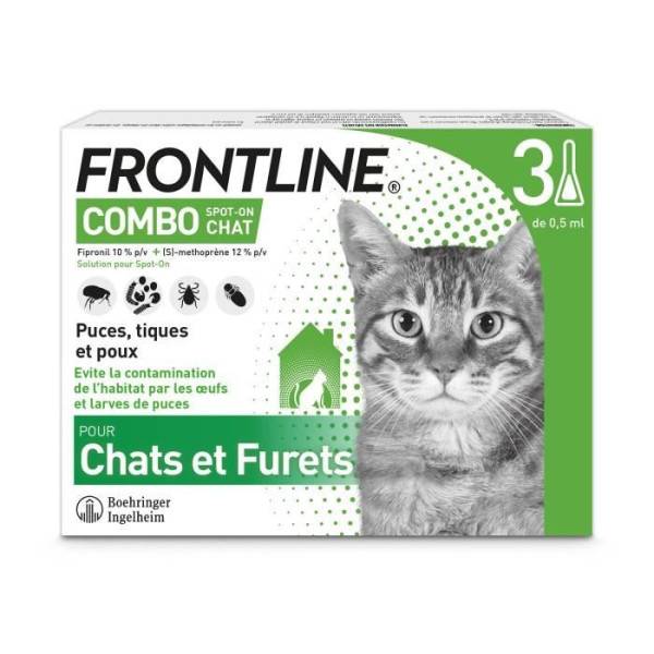 Frontline - FRONTLINE Combo Chats et Furets - 3 pipettes - Puces tiques et poux - Image 1