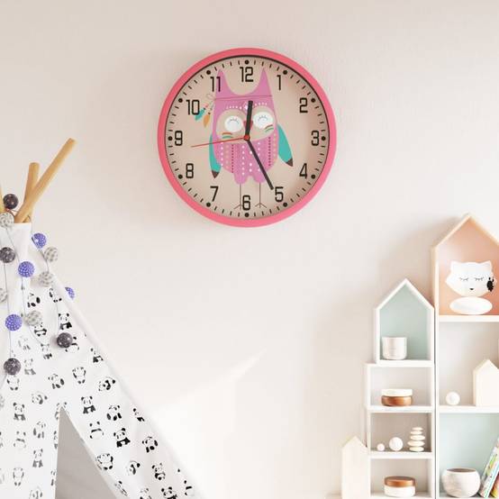 Horloge murale - Pendule murale - Horloge de mur rose Ø25,5 cm polystyrène et verre - MEUBLE PRO - Image 2